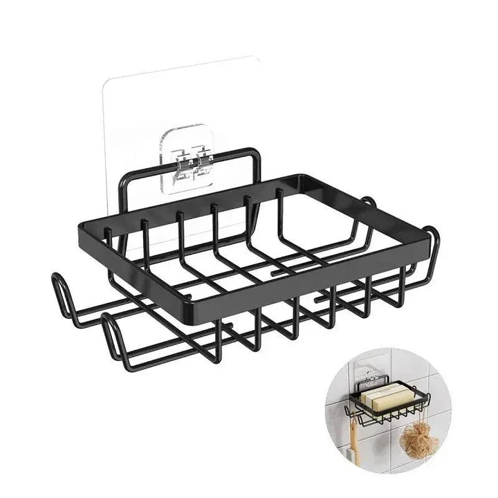Durable Iron Portable Soap Holder - With Adhesive Hooks - Glow Mart