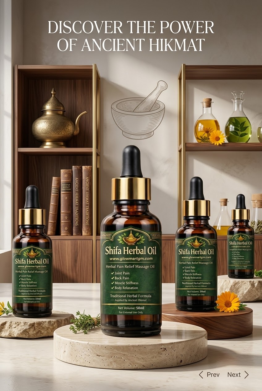 Shifa Herbal Oil with hikmat books and herbs